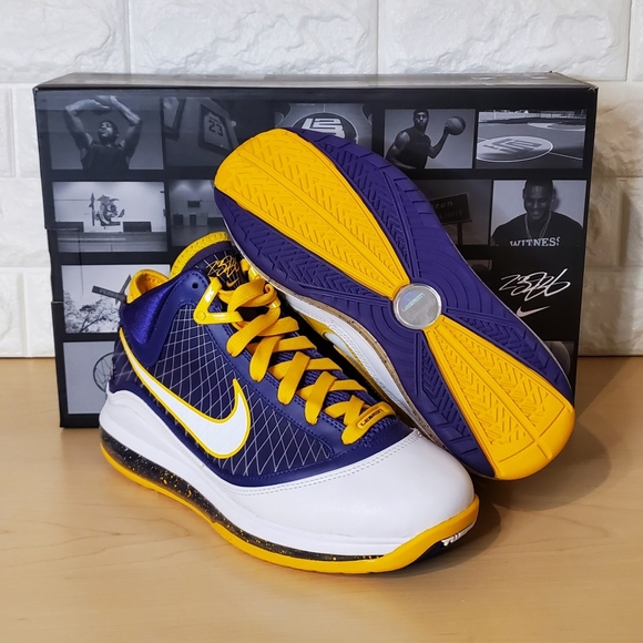 Nike Lebron 7 VII QS Media Day LA Mens Size 6 Purple White Yellow CW2300-500 - Picture 8 of 12